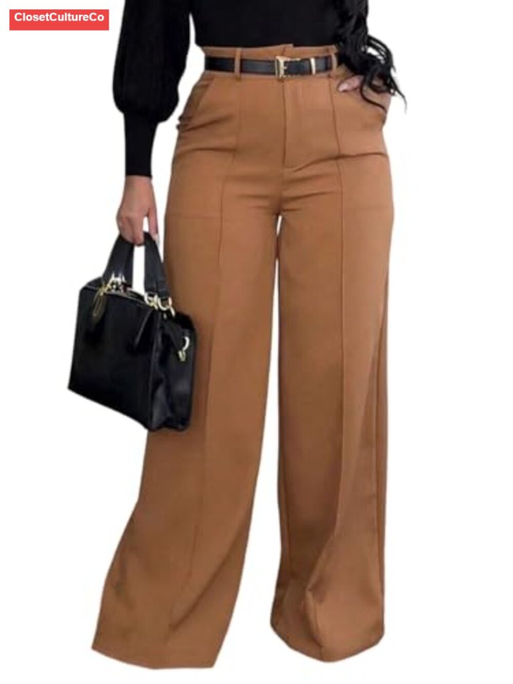 Women's Wide Leg Pleated Palazzo Dress Pants High Rise Work Slacks